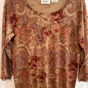 Neiman Marcus Silk and Cashmere Scoop Neck 3/4 Sleeve Sweater Size L